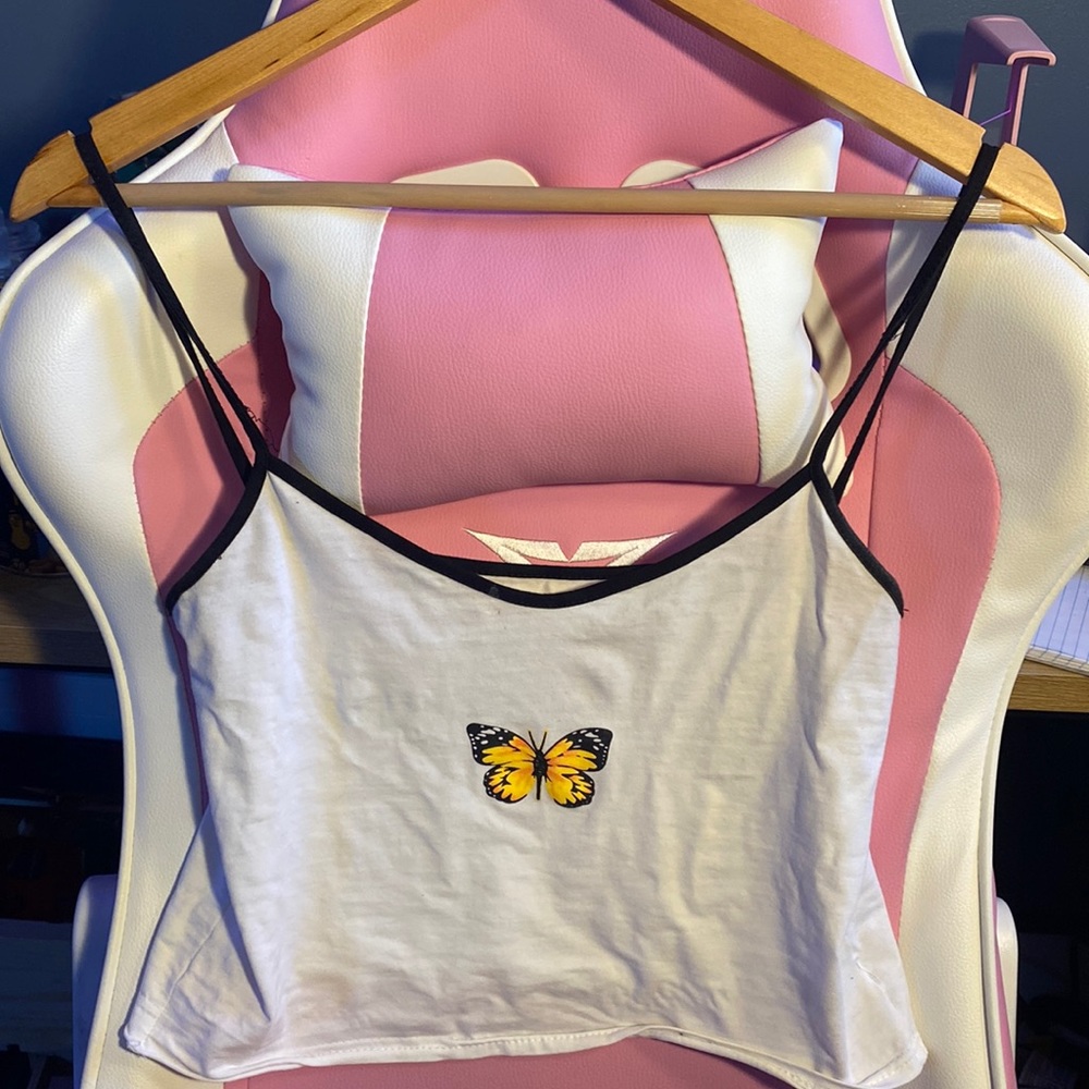 Butterfly cropped tank top